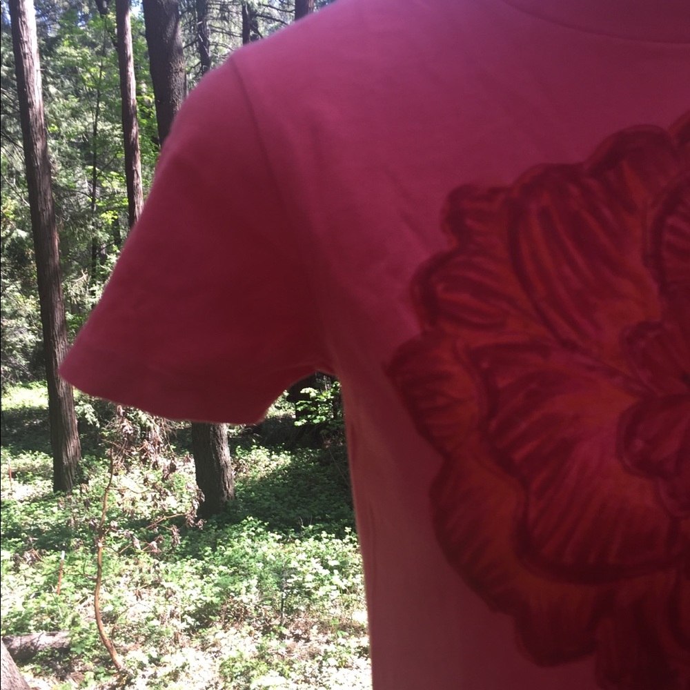 Kreativekristen hand painted cotton orange rose print top crew neck - Picture 5 of 9